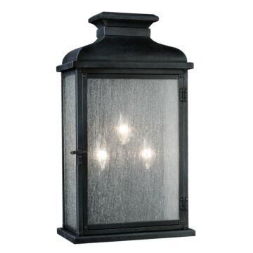 Pediment Three Light Lantern in Dark Weathered Zinc by Visual Comfort Studio