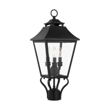 Galena Three Light Outdoor Post Lantern in Textured Black by Visual Comfort Studio