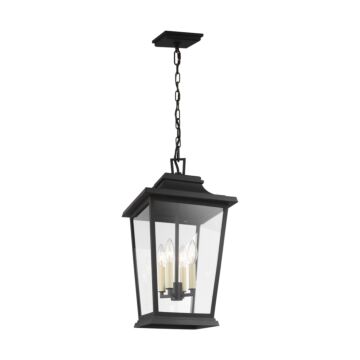 Warren Four Light Lantern in Textured Black by Visual Comfort Studio