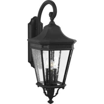 Generation Lighting Cotswold Lane 30" 3-Light Outdoor Wall Lantern in Black