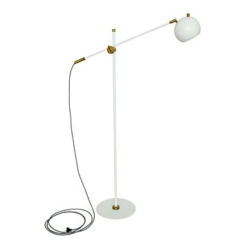  Orwell Floor Lamp in White with Weathered Brass Accents