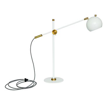  Orwell Table Lamp in White with Weathered Brass Accents
