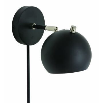 House of Troy Orwell 8 Inch Wall Lamp in Black with Satin Nickel Accents