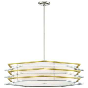 George Kovacs Levels 32 Inch Pendant Light in Polished Nickel with Honey Gold