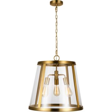 Harrow Three Light Pendant in Burnished Brass by Visual Comfort Studio