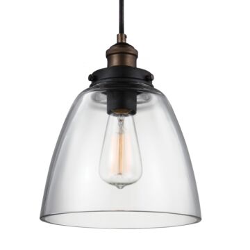 Baskin One Light Pendant in Painted Aged Brass   Dark Weathered Zinc by Visual Comfort Studio