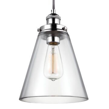 Baskin One Light Pendant in Polished Nickel by Visual Comfort Studio