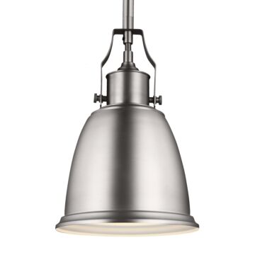 Generation Lighting Hobson 7.5" 1-Light Mini-Pendant in Satin Nickel w/ Metal Shade
