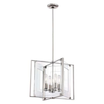 Crystal Clear Four Light Pendant in Polished Nickel by George Kovacs