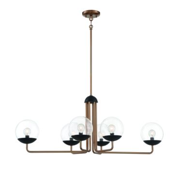 George Kovacs Outer Limits 6 Light Pendant Light in Painted Bronze with Natural Brush