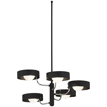 George Kovacs Lift Off 5 Light Chandelier in Sand Coal and Polished Nickel
