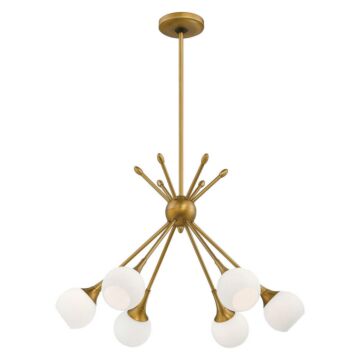 George Kovacs Pontil 6 Light 24 Inch Chandelier in Honey Gold