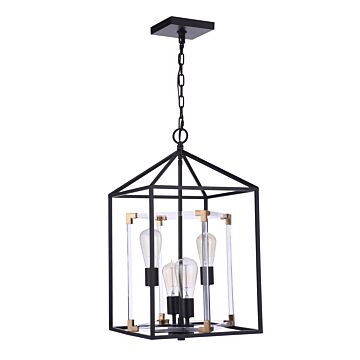 Aaron Four Light Foyer Pendant in Flat Black Satin Brass by Craftmade