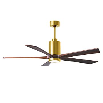 Patricia 6-Speed DC 60" Ceiling Fan w/ Integrated Light Kit in Brushed Brass with Walnut Tone blades