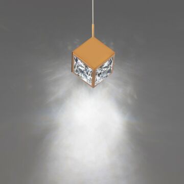 Ice Cube 1-Light LED Mini Pendant in Aged Brass