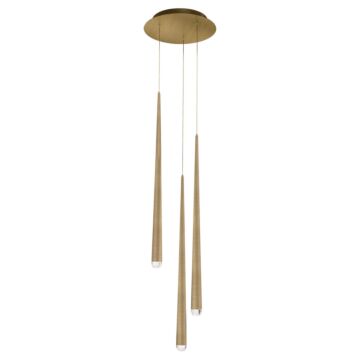 Cascade 3-Light LED Pendant in Aged Brass