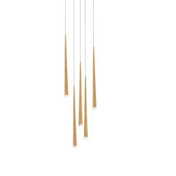 Cascade 5-Light LED Pendant in Aged Brass