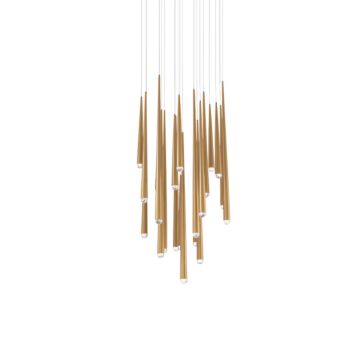 Cascade 15-Light LED Pendant in Aged Brass