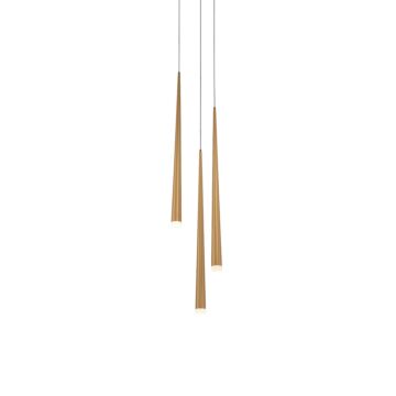 Cascade 3-Light LED Pendant in Aged Brass