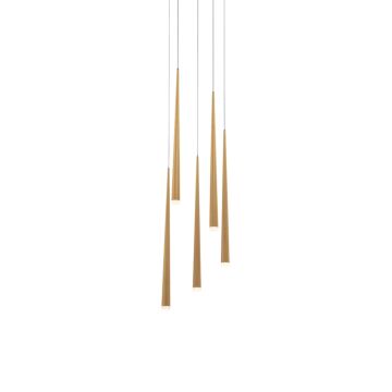 Cascade 5-Light LED Pendant in Aged Brass