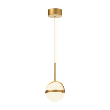 Globo LED Pendant in Brushed Gold by Alora