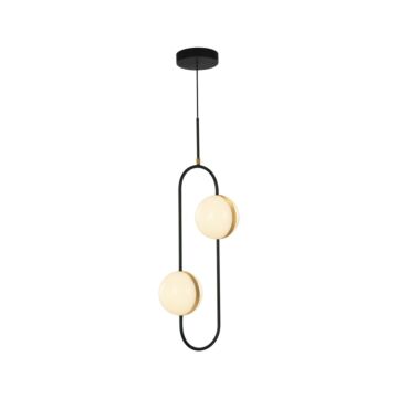 Tagliato LED Pendant in Matte Black Brushed Gold by Alora