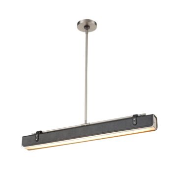 Valise LED Pendant in Aged Nickel Tuxedo Leather by Alora