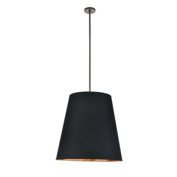 Calor Three Light Pendant in Black Linen With Gold Parchment Urban Bronze by Alora