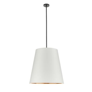 Alora Calor 3 Light Pendant Light in Urban Bronze With White Linen And Gold Parchment Shade