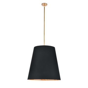 Calor Three Light Pendant in Black Linen With Gold Parchment Vintage Brass by Alora