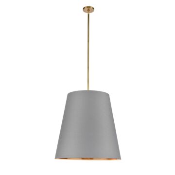 Alora Calor 3 Light Pendant Light in Vintage Brass With Gray Linen And Gold Parchment Shade
