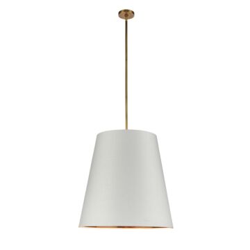 Alora Calor 3 Light Pendant Light in Vintage Brass With White Linen And Gold Parchment Shade