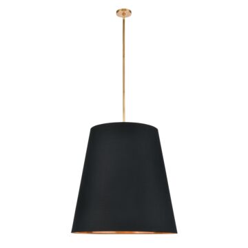 Calor Three Light Pendant in Black Linen With Gold Parchment Vintage Brass by Alora