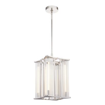 Sabre LED Pendant in Polished Nickel Ribbed Glass by Alora