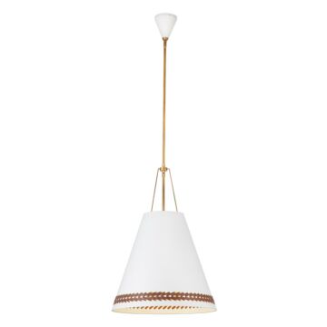 Brickell Three Light Pendant in Matte White Hazelnut Leather by Alora