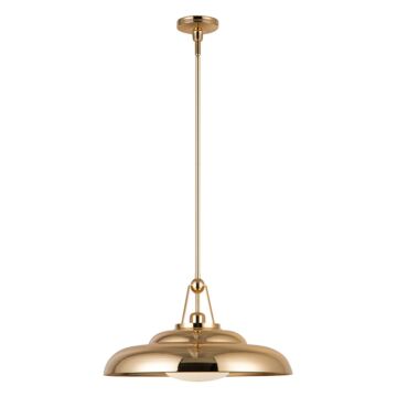 Palmetto One Light Pendant in Polished Brass Glossy Opal by Alora