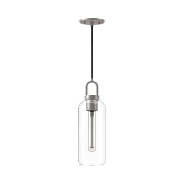 Soji One Light Pendant in Brushed Nickel Clear Glass by Alora