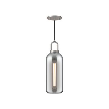 Soji One Light Pendant in Brushed Nickel Smoked Solid Glass by Alora