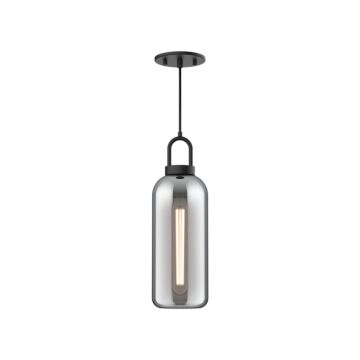 Soji One Light Pendant in Matte Black Smoked Solid Glass by Alora