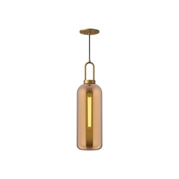Soji One Light Pendant in Aged Gold Copper Glass by Alora