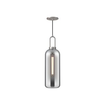 Soji One Light Pendant in Brushed Nickel Smoked Solid Glass by Alora