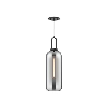 Soji One Light Pendant in Matte Black Smoked Solid Glass by Alora