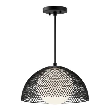 Haven One Light Pendant in Matte Black Opal Matte Glass by Alora