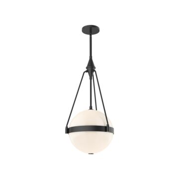 Harmony Three Light Pendant in Matte Black Glossy Opal Glass by Alora