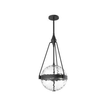 Harmony Three Light Pendant in Matte Black Clear Water Glass by Alora