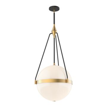 Harmony Four Light Pendant in Brushed Gold Glossy Opal Glass by Alora