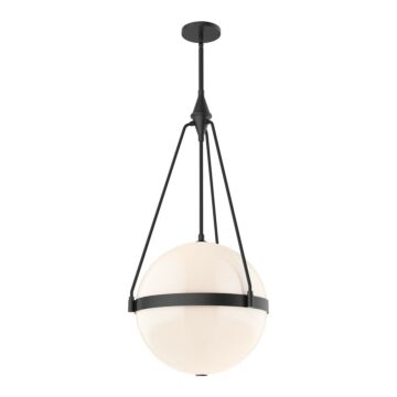 Harmony Four Light Pendant in Matte Black Glossy Opal Glass by Alora