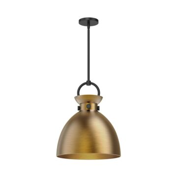 Waldo One Light Pendant in Matte Black Aged Gold by Alora