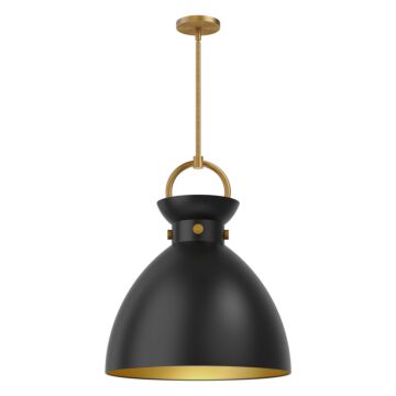 Waldo One Light Pendant in Aged Gold Matte Black by Alora