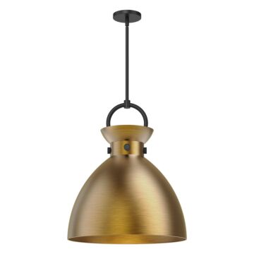 Waldo One Light Pendant in Matte Black Aged Gold by Alora